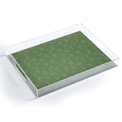 Cuss Yeah Designs Sage Floral Pattern 001 Acrylic Tray