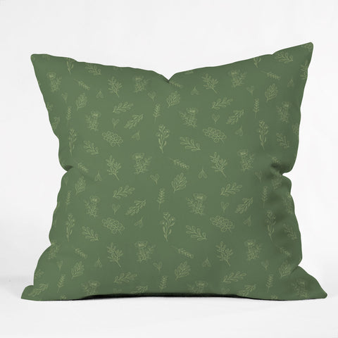 Cuss Yeah Designs Sage Floral Pattern 001 Outdoor Throw Pillow