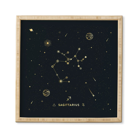 Cuss Yeah Designs Sagittarius Constellation Gold Framed Wall Art