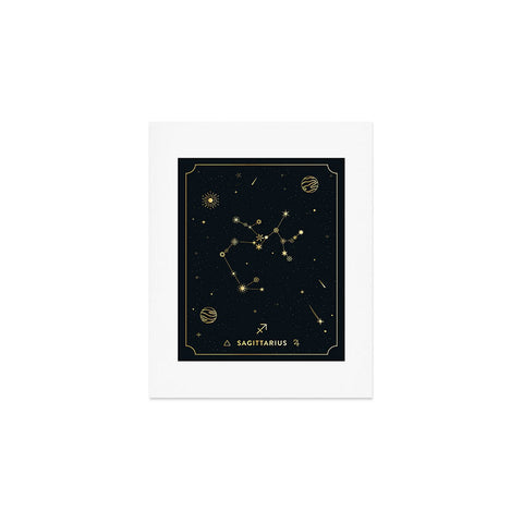 Cuss Yeah Designs Sagittarius Constellation Gold Art Print