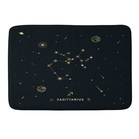 Cuss Yeah Designs Sagittarius Constellation Gold Memory Foam Bath Mat