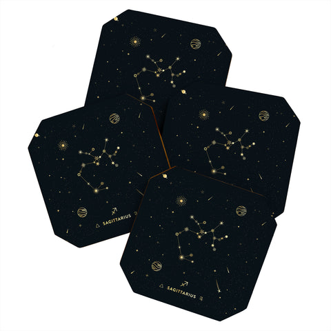 Cuss Yeah Designs Sagittarius Constellation Gold Coaster Set