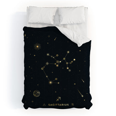 Cuss Yeah Designs Sagittarius Constellation Gold Comforter