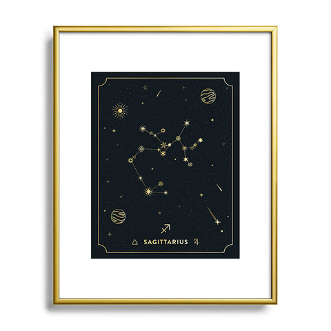 Cuss Yeah Designs Sagittarius Constellation Gold Metal Framed Art Print