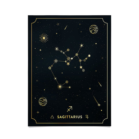 Cuss Yeah Designs Sagittarius Constellation Gold Poster
