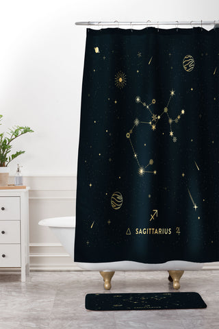 Cuss Yeah Designs Sagittarius Constellation Gold Shower Curtain And Mat