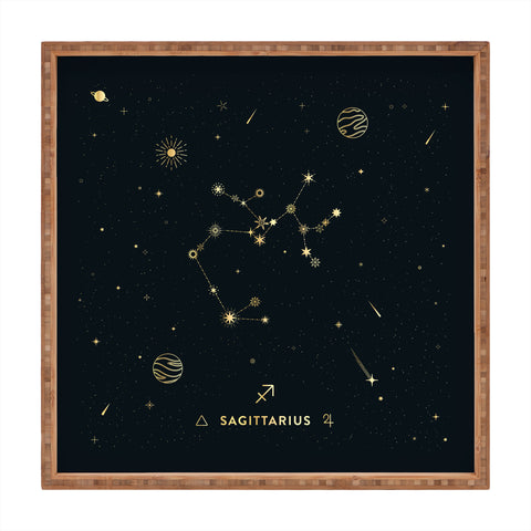 Cuss Yeah Designs Sagittarius Constellation Gold Square Tray