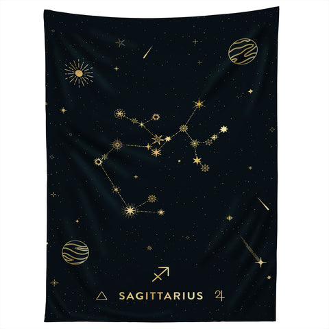 Cuss Yeah Designs Sagittarius Constellation Gold Tapestry