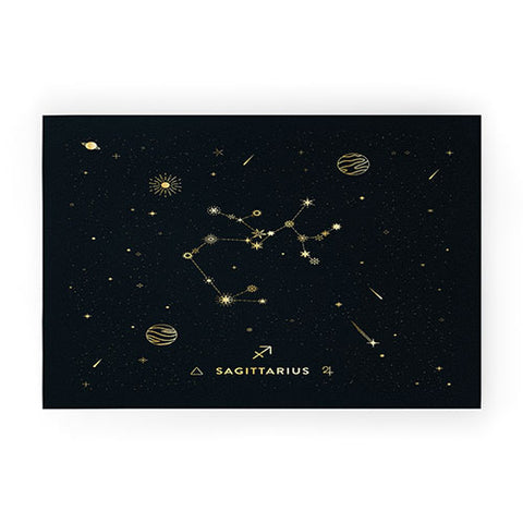 Cuss Yeah Designs Sagittarius Constellation Gold Welcome Mat