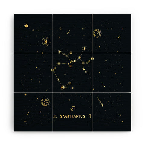 Cuss Yeah Designs Sagittarius Constellation Gold Wood Wall Mural
