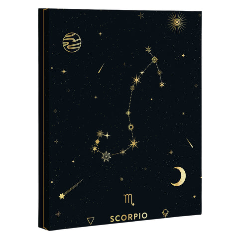 Cuss Yeah Designs Scorpio Constellation in Gold Art Canvas
