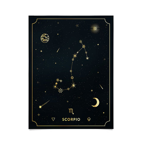 Cuss Yeah Designs Scorpio Constellation in Gold Poster