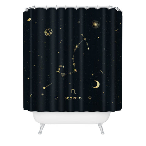Cuss Yeah Designs Scorpio Constellation in Gold Shower Curtain