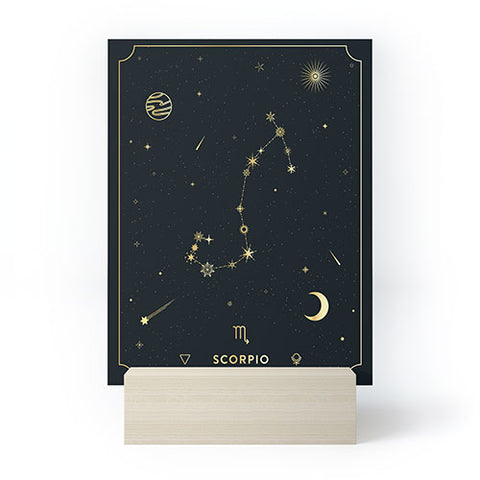 Cuss Yeah Designs Scorpio Constellation in Gold Mini Art Print