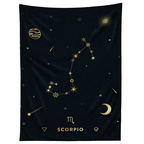 Cuss Yeah Designs Scorpio Constellation in Gold Tapestry