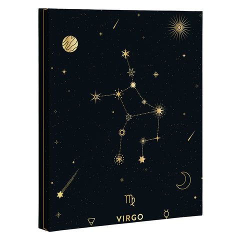 Cuss Yeah Designs Virgo Constellation in Gold Art Canvas
