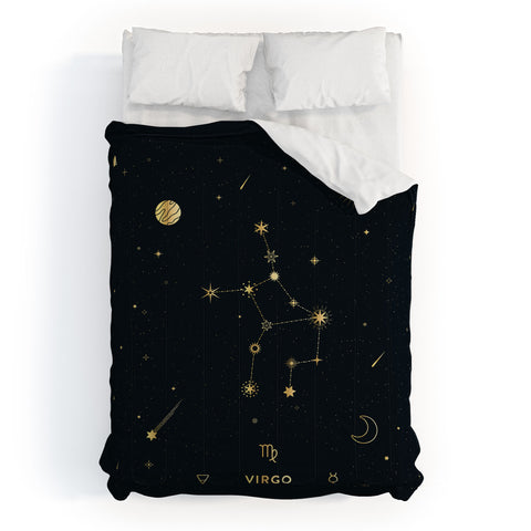 Cuss Yeah Designs Virgo Constellation in Gold Comforter
