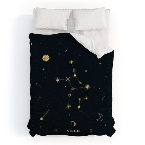 Cuss Yeah Designs Virgo Constellation in Gold Duvet Cover