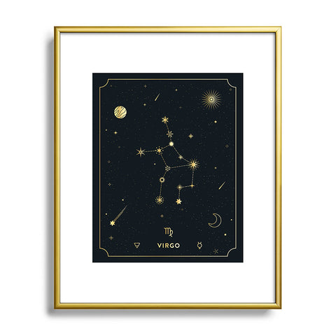 Cuss Yeah Designs Virgo Constellation in Gold Metal Framed Art Print
