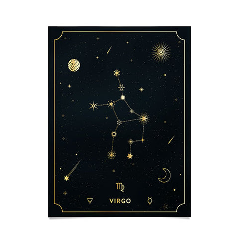 Cuss Yeah Designs Virgo Constellation in Gold Poster