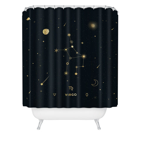 Cuss Yeah Designs Virgo Constellation in Gold Shower Curtain