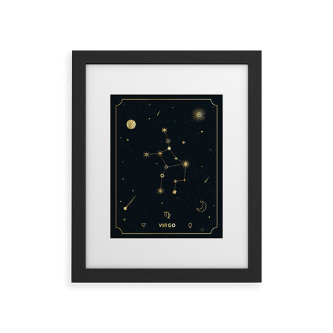 Cuss Yeah Designs Virgo Constellation in Gold Framed Art Print