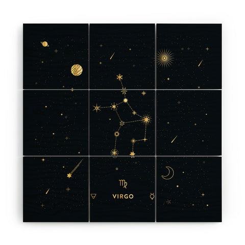 Cuss Yeah Designs Virgo Constellation in Gold Wood Wall Mural