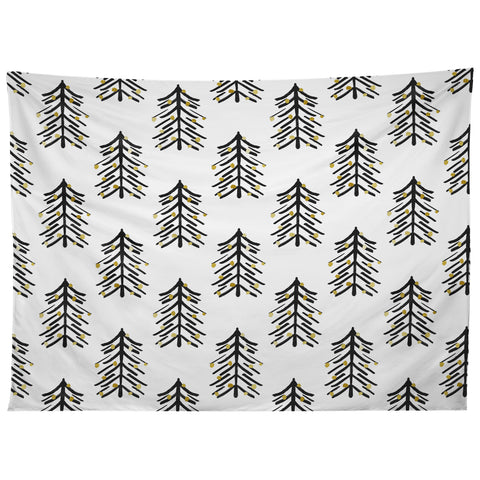 Cynthia Haller Black and gold spiky tree Tapestry