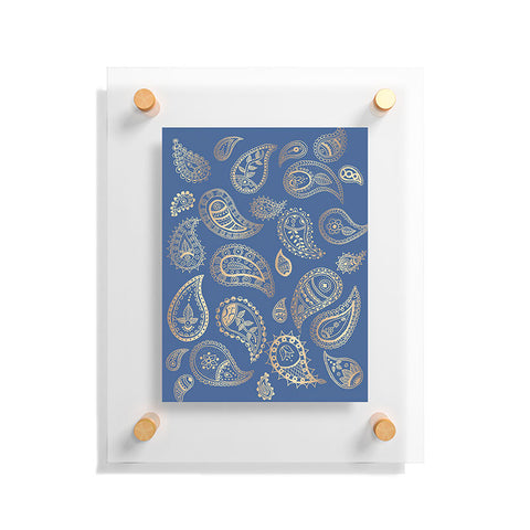 Cynthia Haller Classic blue and gold paisley Floating Acrylic Print