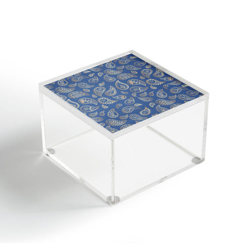Cynthia Haller Classic blue and gold paisley Acrylic Box