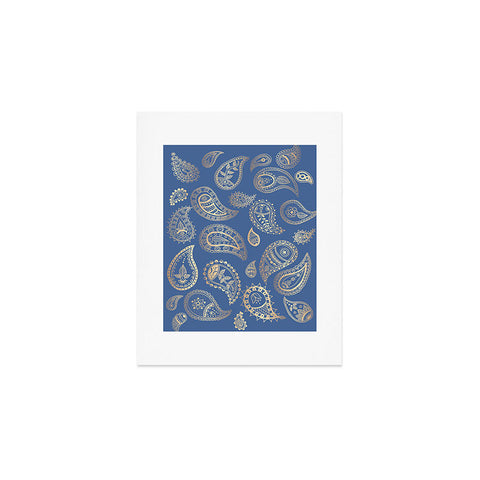 Cynthia Haller Classic blue and gold paisley Art Print