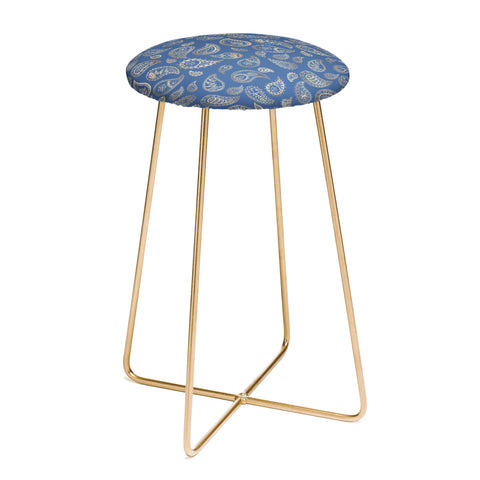 Cynthia Haller Classic blue and gold paisley Counter Stool