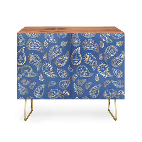 Cynthia Haller Classic blue and gold paisley Credenza
