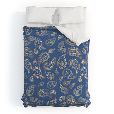 Cynthia Haller Classic blue and gold paisley Duvet Cover