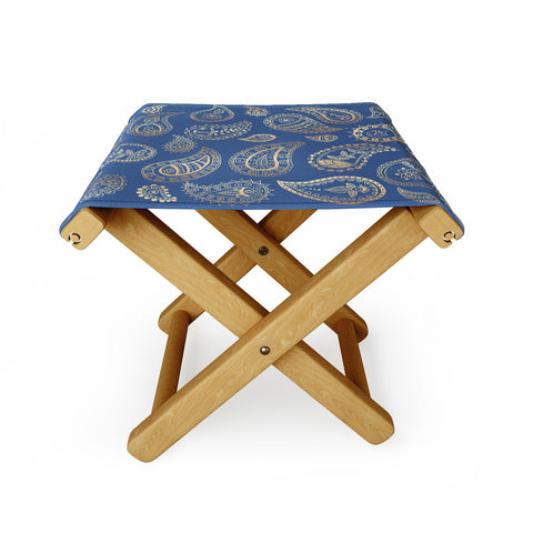 Cynthia Haller Classic blue and gold paisley Folding Stool