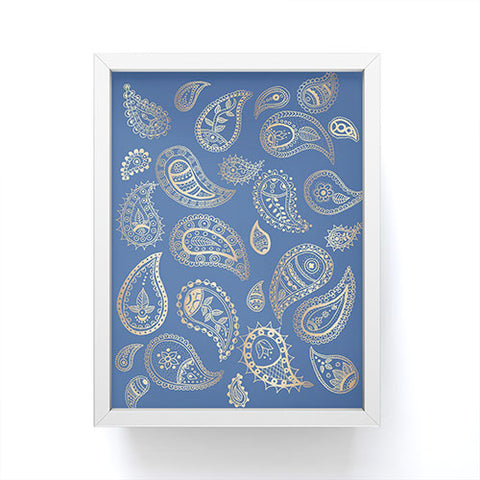 Cynthia Haller Classic blue and gold paisley Framed Mini Art Print