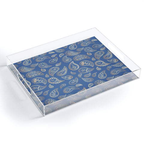 Cynthia Haller Classic blue and gold paisley Acrylic Tray
