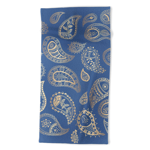 Cynthia Haller Classic blue and gold paisley Beach Towel