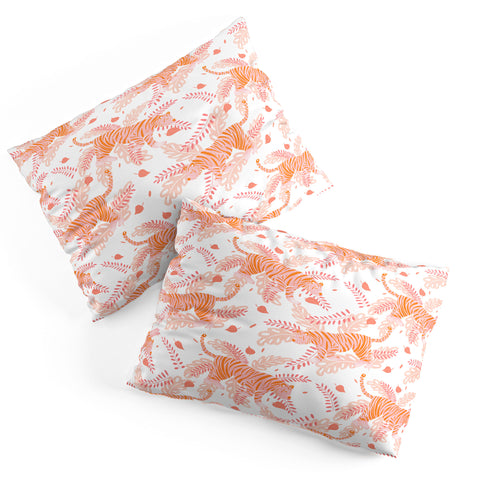 Cynthia Haller Orange and pink tiger Pillow Shams