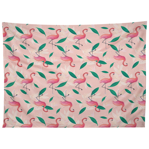 Cynthia Haller Pink flamingo tropical pattern Tapestry