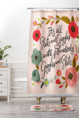 CynthiaF Pretty Sweary Shits n Giggles Shower Curtain And Mat