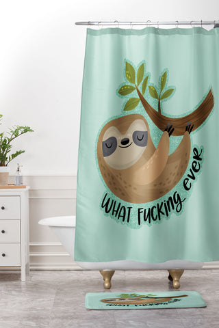CynthiaF Sloth says Whatfuckingever Shower Curtain And Mat