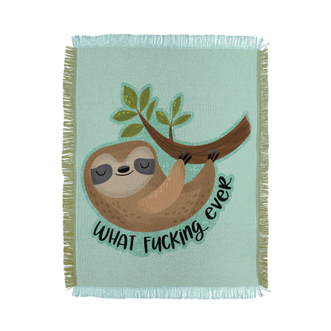 CynthiaF Sloth says Whatfuckingever Throw Blanket