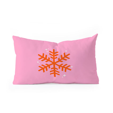 Daily Regina Designs Christmas Print Snowflake Pink Oblong Throw Pillow