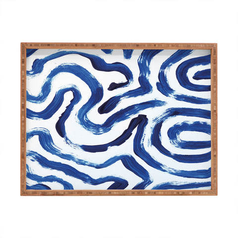 Dan Hobday Art Blue Minimal Rectangular Tray