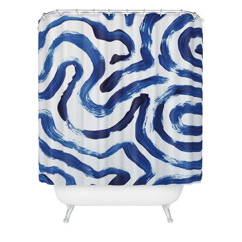 Dan Hobday Art Blue Minimal Shower Curtain
