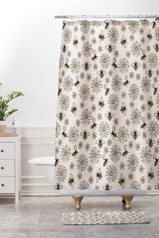 Dash and Ash Bees knees Shower Curtain And Mat