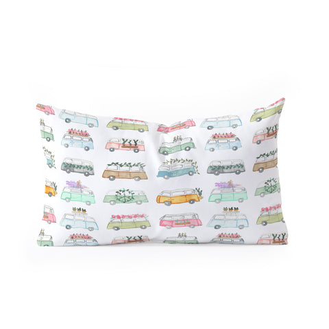 Dash and Ash Buses and Plants Oblong Throw Pillow