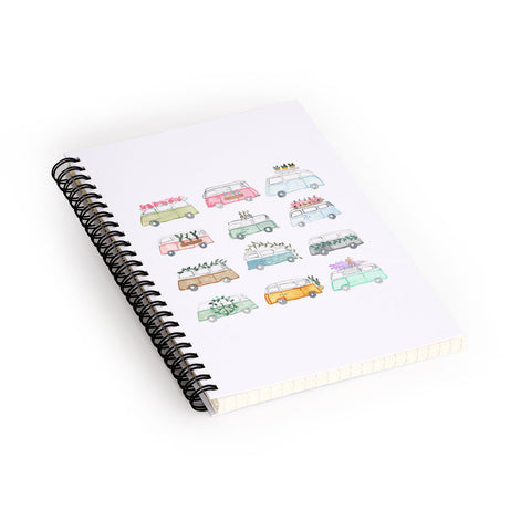 Dash and Ash Buses and Plants Spiral Notebook