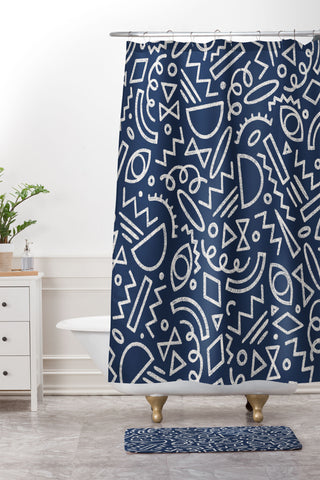 Dash and Ash Dashes III Shower Curtain And Mat